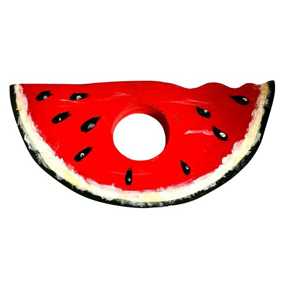 Set of 12 Watermelon Slice Wood Painted Napkin Rings - Picture 4 of 5